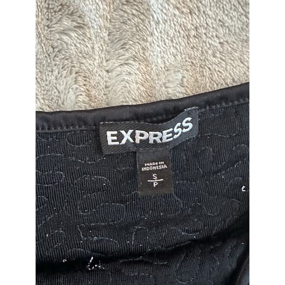 Y2K Express Black Silver Sequin V Neck Cami Spaghetti Strap Glam Club Tank VTG - Picture 3 of 7